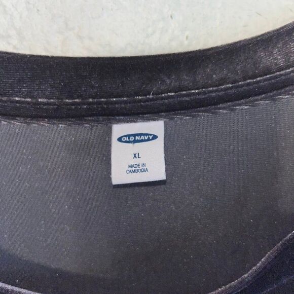 Old Navy Top Women's Velvet Ruffle Sleeve XL Coal Smoke - Picture 3 of 11